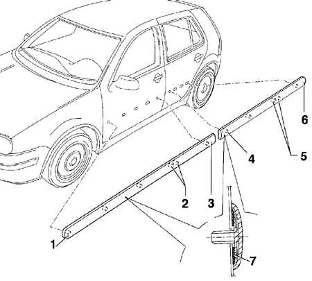  Снятие и установка боковой накладки кузова Volkswagen Golf IV
