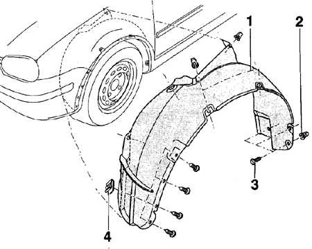  Снятие и установка облицовки ниши переднего крыла Volkswagen Golf IV