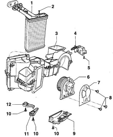 6.3 Снятие и установка вентилятора отопителя и дополнительного резистора